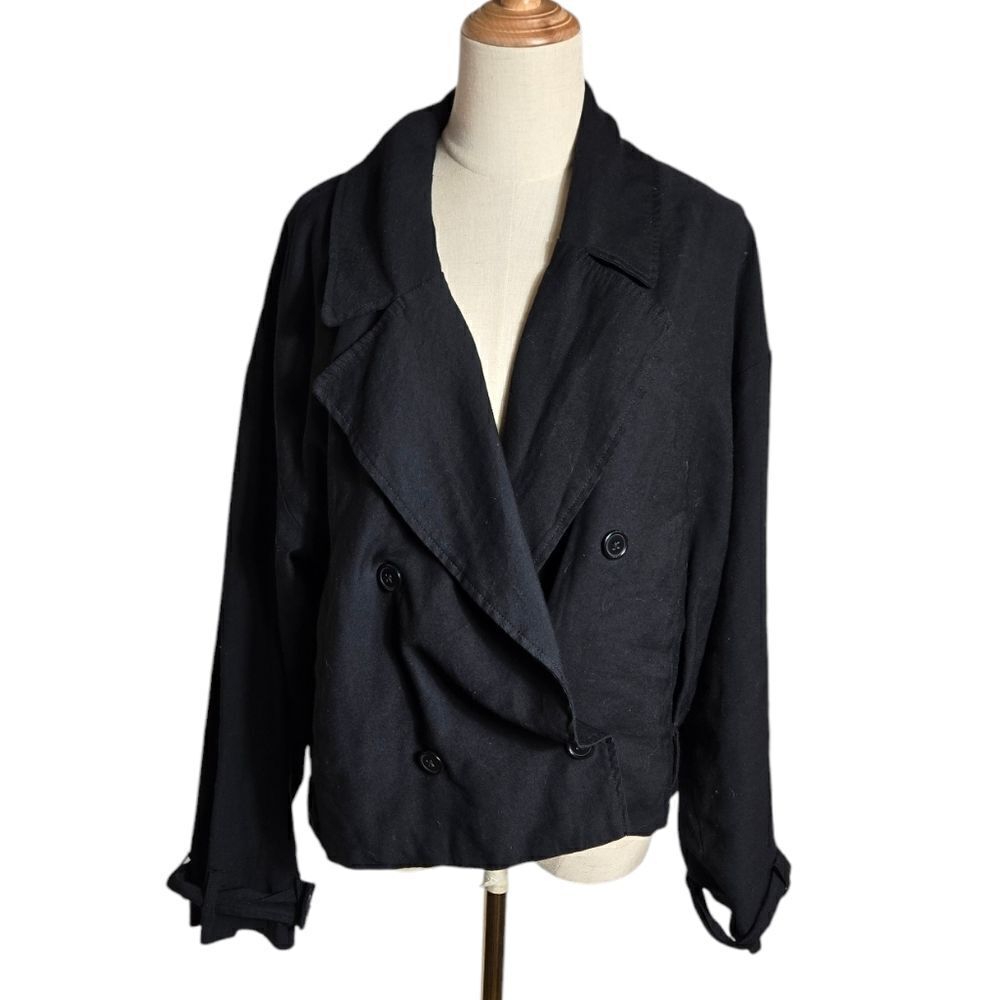 Black Cropped Double Breasted Blazer Jacket